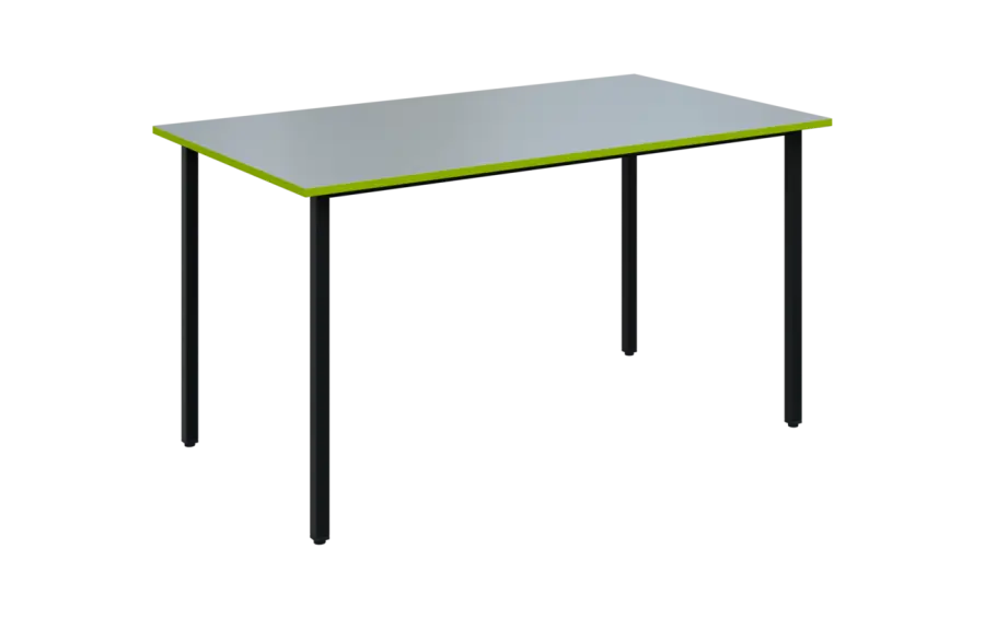 JSB 140N Jídelní stůl 1394 x 800 mm, deska šedá s hranou jarní zeleň / podnož černá